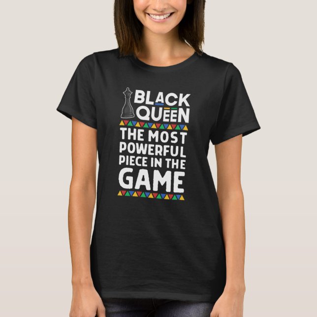 Camiseta Reina negra poderosa pieza de ajedrez orgullo afri (Anverso)