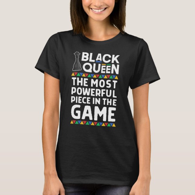 Camiseta Reina negra poderosa pieza de ajedrez orgullo afri (Anverso)