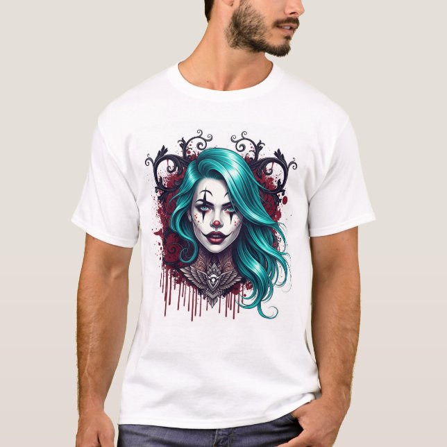 Camiseta Reina Payasa de Cabello Cian - Gráfico Chic Espelu (Anverso)