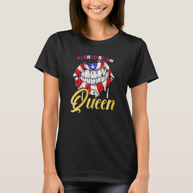 Camiseta Reina puertorriqueña levanta arte de bandera de Pu (Anverso)
