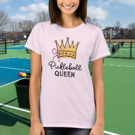 Camiseta Reina Retro de Pickleball Rosa Monograma Mujer