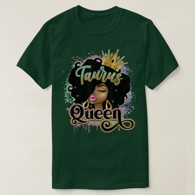 Camiseta Reina Taurus Mujer Negra Afro Cabello Natural Afri (Diseño del anverso)