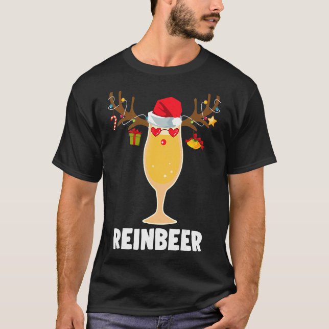 Camiseta Reinbeer Navidades Santa Lights Cerveza de reno (Anverso)
