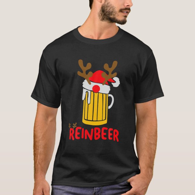 Camiseta Reinbeer Santa Claus Reindes Beer cerveza es graci (Anverso)