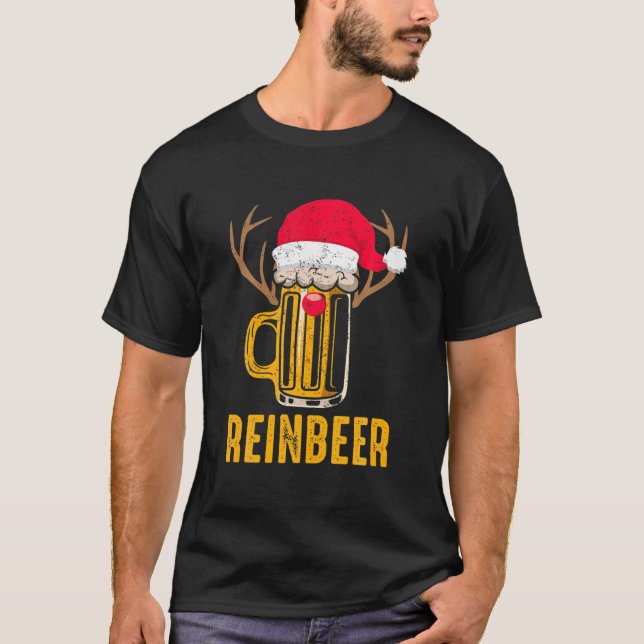 Camiseta Reinbeer Santa Claus Reindes Beer cerveza es graci (Anverso)