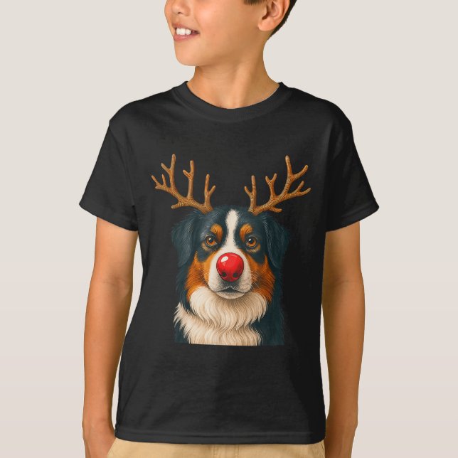 Camiseta Reindeer Australian Shepherd Christmas Aussie Dog  (Anverso)