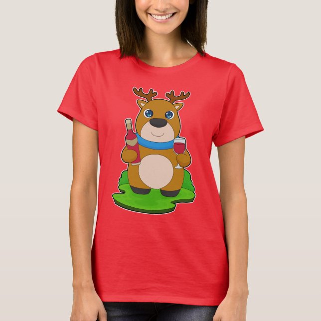 Camiseta Reindeer Bottle Red wine (Anverso)