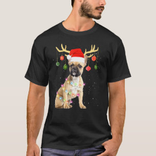 Camiseta Reindeer French Bulldog Dog Santa Hat Christmas Li