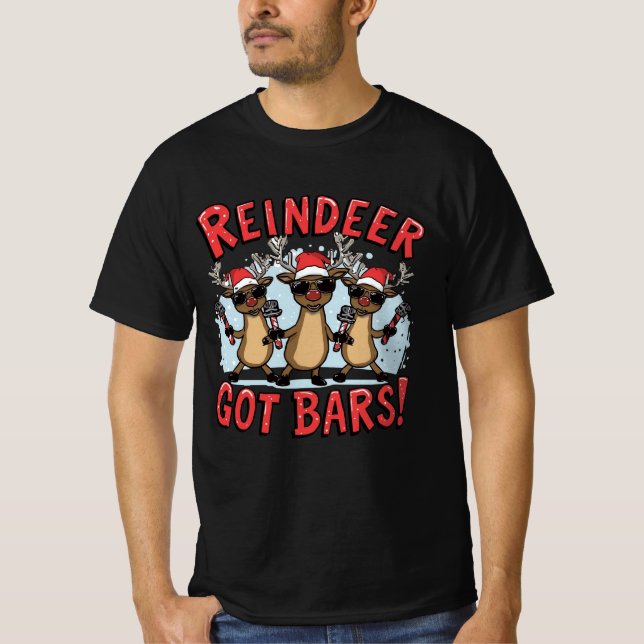 Camiseta Reindeer Got Bars – Rap Christmas Design (Anverso)