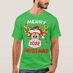 Camiseta Reindeer In Mask Funny Christmas 2022 Happy Holida