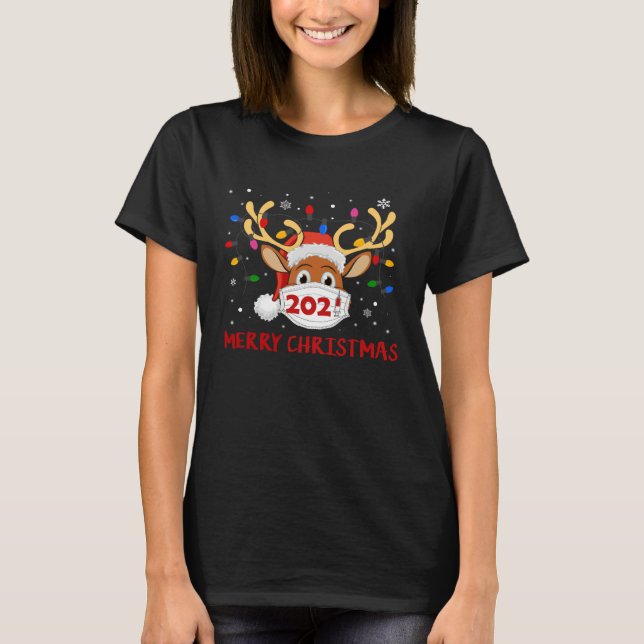 Camiseta Reindeer in Mask  Merry Christmas 2021 Vaccination (Anverso)