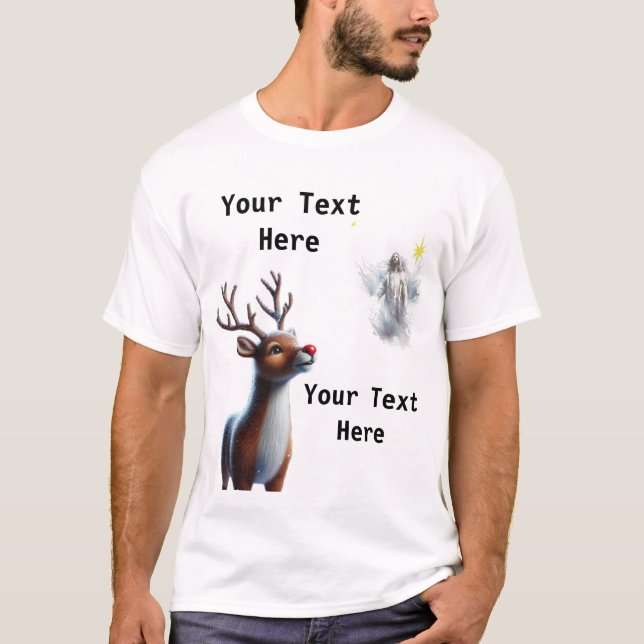 Camiseta Reindeer mirando hacia arriba a Jesús Navidades re (Anverso)