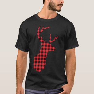 Camiseta Reindeer Red Buffalo Plaid Navidades Deer Silhouet