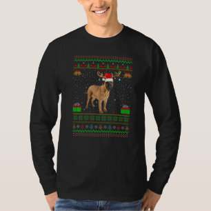 Camiseta Reindeer Santa Hat coincidiendo con Feo Bullmastif