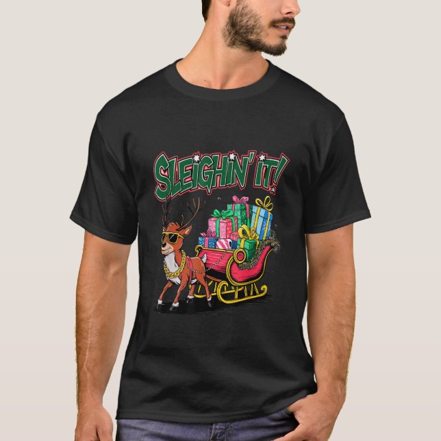 CAMISETA REINDEER SLEIGH HOLIDAY MEME BOOTLEG CHRISTMAS  (Anverso)