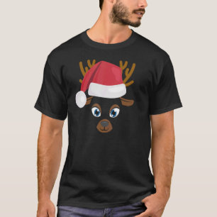 Camiseta Reindeo Cara Animal Big Cute Face Costume Christm