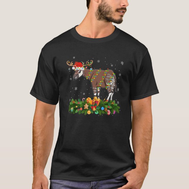 Camiseta Reindeo de los animales de Okapi Santa Hat Okapi C (Anverso)
