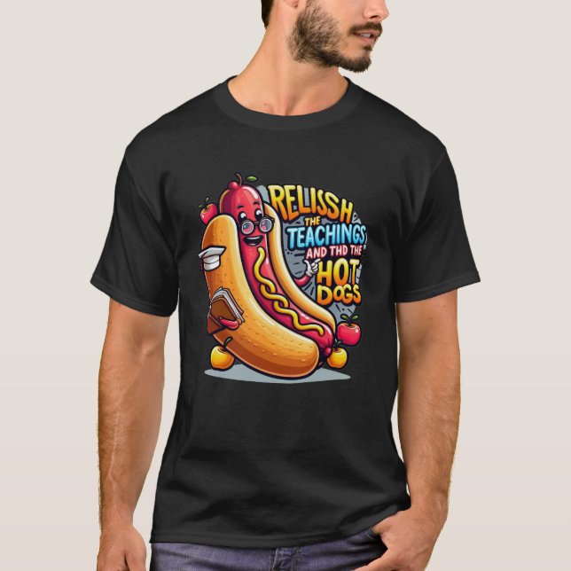 Camiseta Reiniciar las clases y los perros calientes, profe (Anverso)