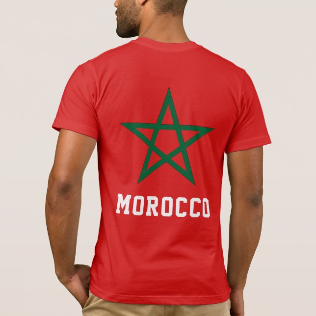 Camiseta Reino de Marruecos Bandera Estrella Verde Roja Mar (Reverso)