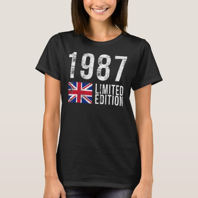 Camiseta Reino Unido con bandera cumpleaños en 1987 (Anverso)
