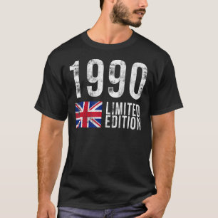 Camiseta Reino Unido con bandera cumpleaños en 1990