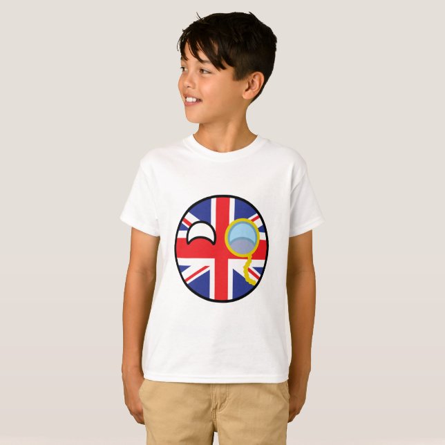 Camiseta Reino Unido Geeky que tiende divertido Countryball (Anverso completo)