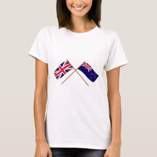 Camiseta Reino Unido y banderas cruzadas Nueva Zelanda