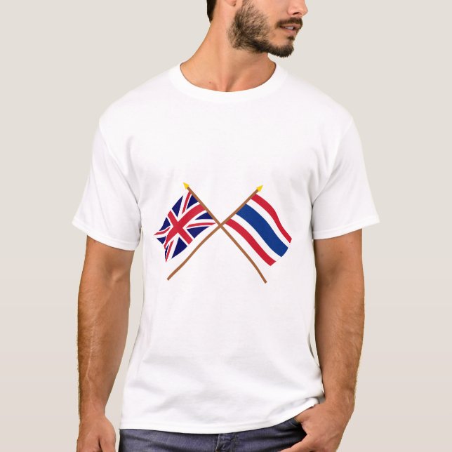 Camiseta Reino Unido y banderas cruzadas Tailandia (Anverso)