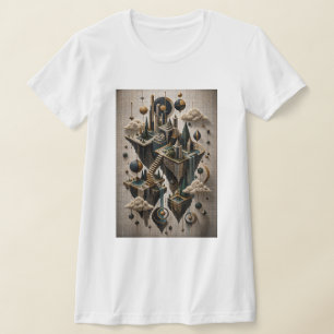 Camiseta Reinos flotantes geométricos en micro mosaico 3D