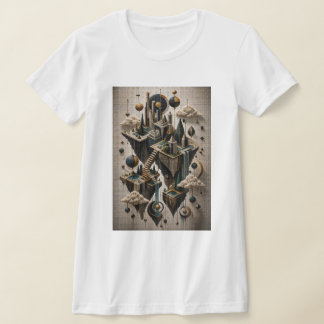Camiseta Reinos flotantes geométricos en micro mosaico 3D