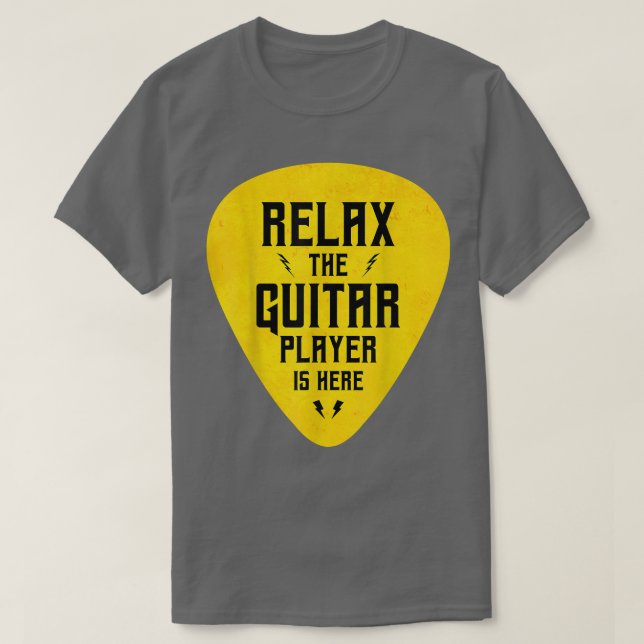 Camiseta Rela The Guitar Player Is Here Funny  (Diseño del anverso)