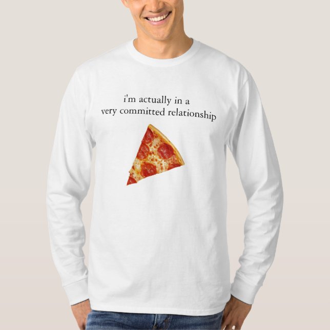 Camiseta Relación divertida Longsleeve de la pizza (Anverso)