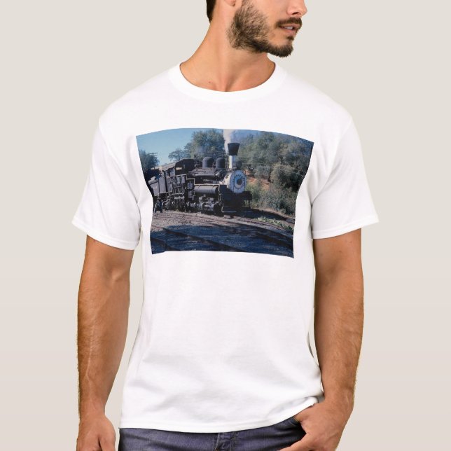 Camiseta Relais del río de la pluma, locomotora de Shay (Anverso)