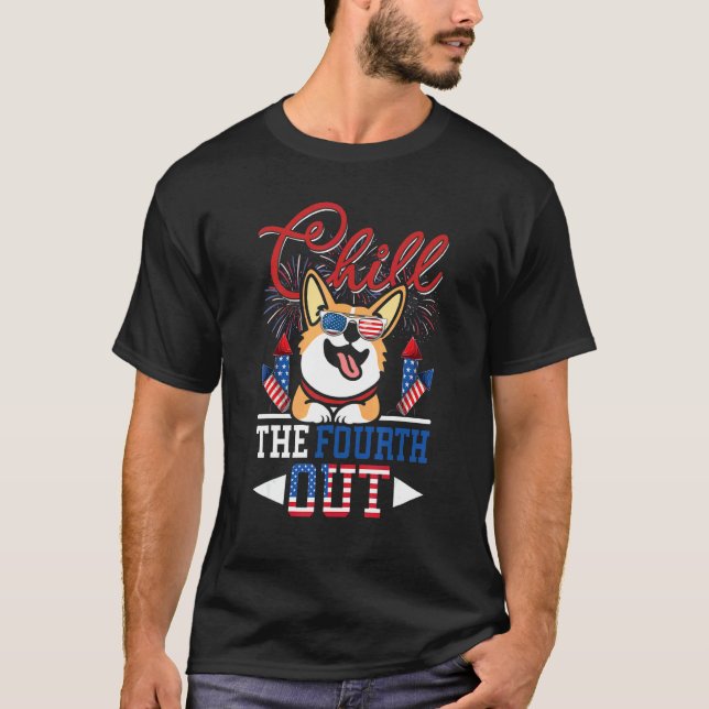 Camiseta Relaja El Cuarto Corgi Perro 4 De Julio (Anverso)