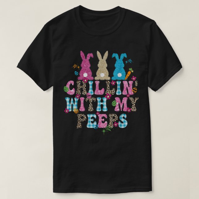 Camiseta Relajándome con mis conejitos de Pascua de cuadros (Diseño del anverso)