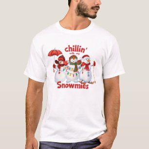 Camiseta Relajándome con mis Snowmies divertida Navidad