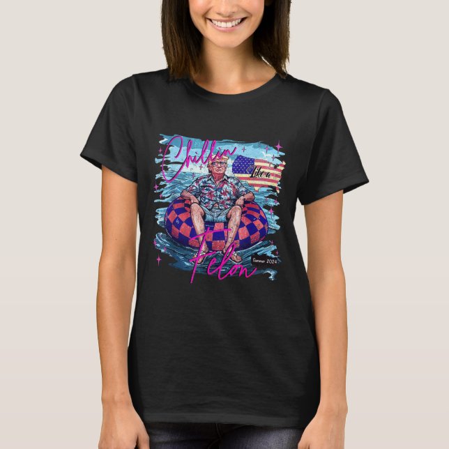 Camiseta Relajándose Como Un Delincuente Retro Rosa Verano  (Anverso)