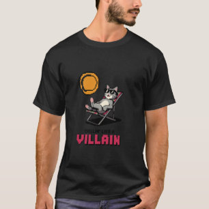 Camiseta Relajándose Como Un Villano Humor De Gato Pixel