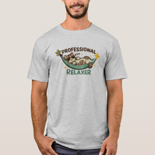 Camiseta Relajante Profesional Gato Divertido en Hamaca Gaf