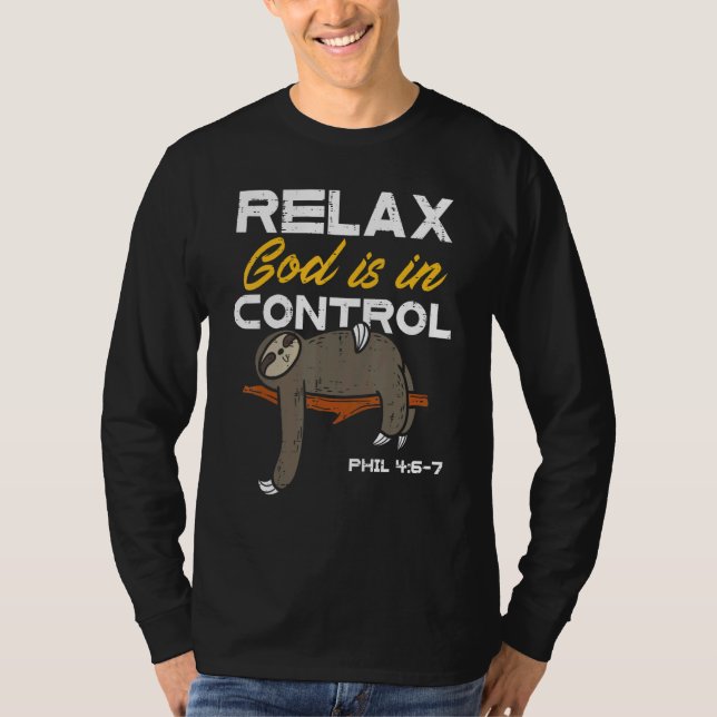 Camiseta Relájate Que Dios está en control Jesús Hombres Cr (Anverso)