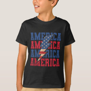Camiseta Relámpago Americano Bandera Patriótica De EE. UU. 