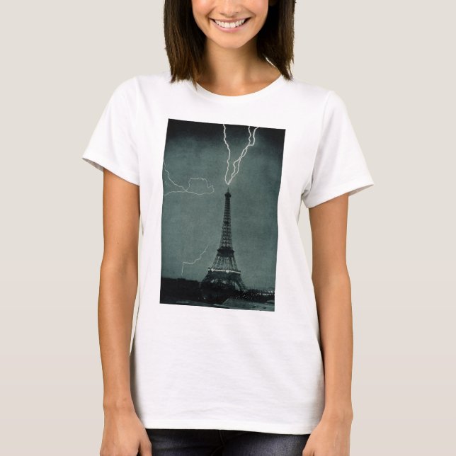 Camiseta Relámpago golpeando la Torre Eiffel (Anverso)