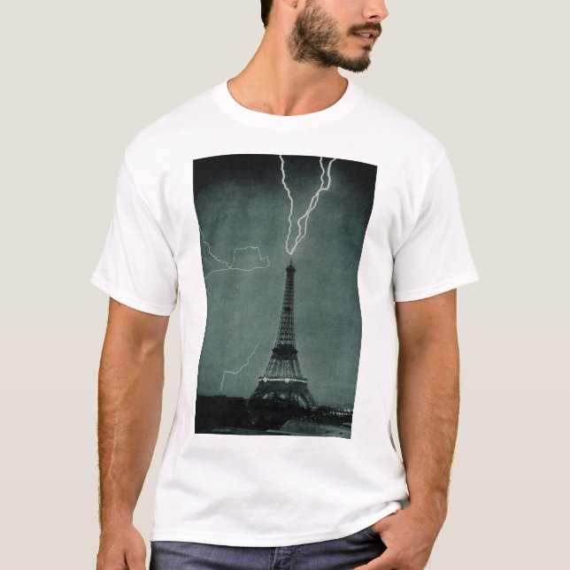 Camiseta Relámpago golpeando la Torre Eiffel (Anverso)