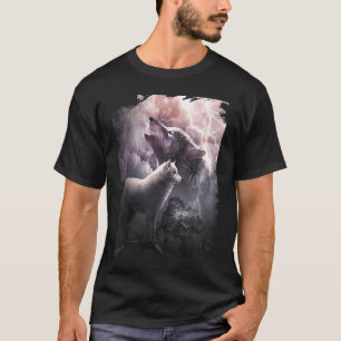 Camiseta Relámpago Lobo Howling En La Luna