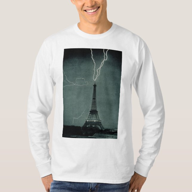 Camiseta Relámpago que impacta la Torre Eiffel (Anverso)