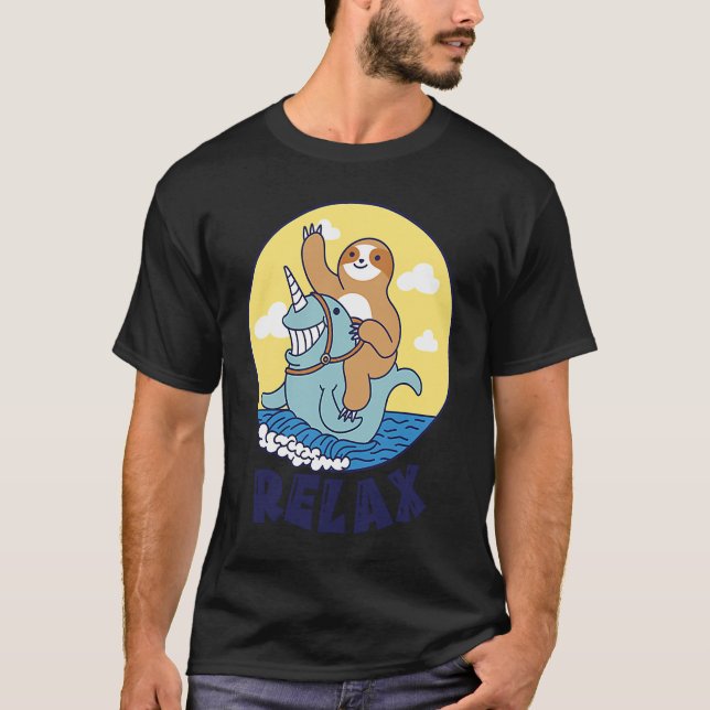 Camiseta Relax Sloth riding a narwhal Cute Ocean Creature S (Anverso)