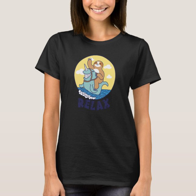 Camiseta Relax Sloth riding a narwhal Cute Ocean Creature S (Anverso)