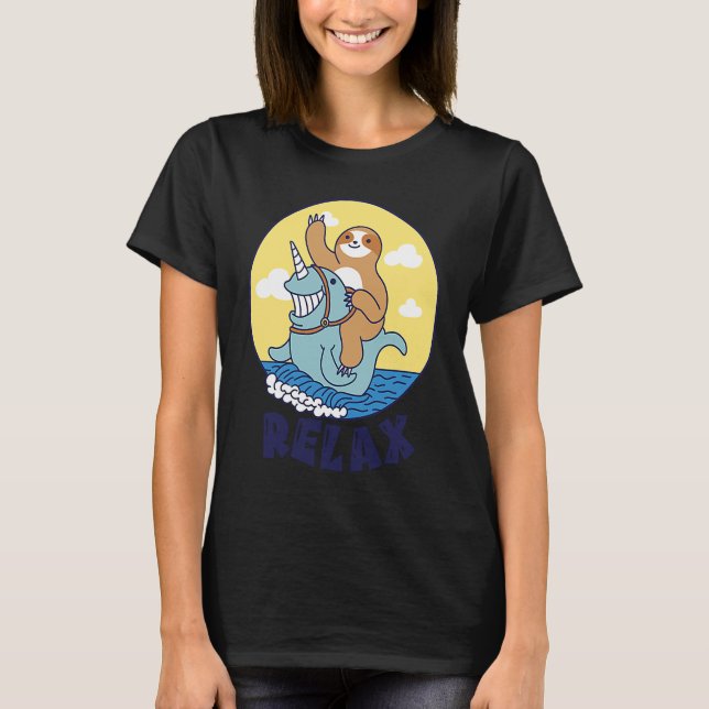 Camiseta Relax Sloth riding a narwhal Cute Ocean Creature S (Anverso)