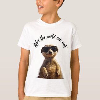 Camiseta Relax – The World Can Wait | Cool Meerkat with Sun