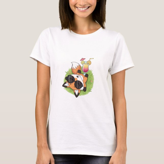 Camiseta Relaxed Summer Fox Wearing Sunglasses (Anverso)